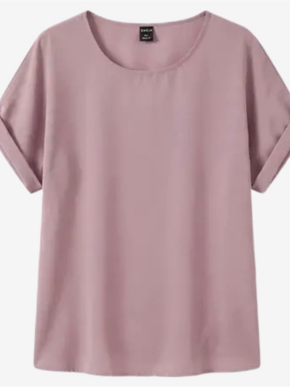 SHEIN Mauve Roll-Sleeve Short Sleeve Tee
